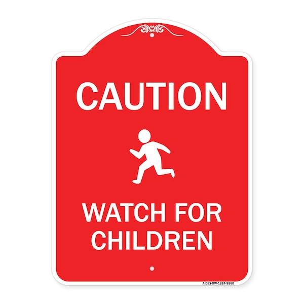 Signmission Caution Watch For Children Heavy-Gauge Aluminum Architectural Sign, 24" x 18", RW-1824-9860 A-DES-RW-1824-9860 - main